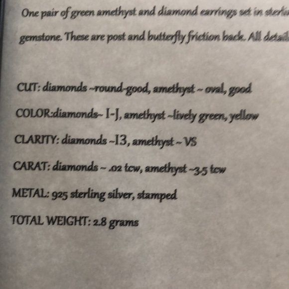 Sterling Set Green Amethyst Earrings & Ring - Picture 9 of 13